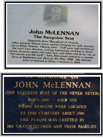Photo of headstones/John McLennan -The Saguine Scot- plaque d1932